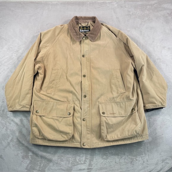BARBOUR T752 Soft Cotton Beaufort Jacket Men XL Tan Waterproof Breathable Barn - Picture 1 of 11